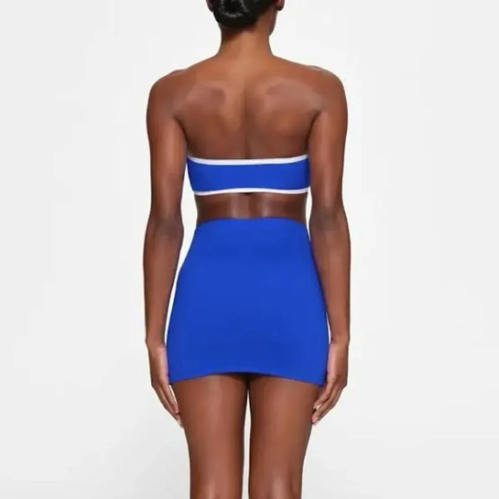 NWT Skims Zip Up Swim Mini Skirt Cobalt Blue Bikini Bottom
